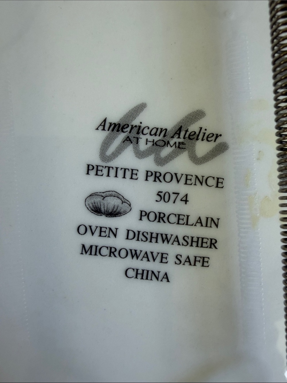 American Atelier Petite Provence Porcelain Marking - White and Black